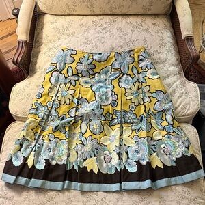 Carlisle Floral A-Line Skirt in Yellow and Blue Size 8